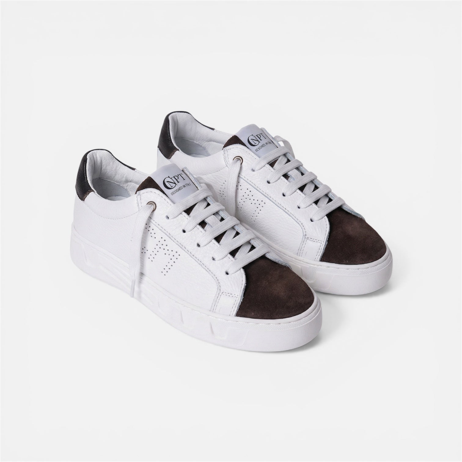 PASOL SNEAKERS WEISS/BRAUN - MADE IN ITALY