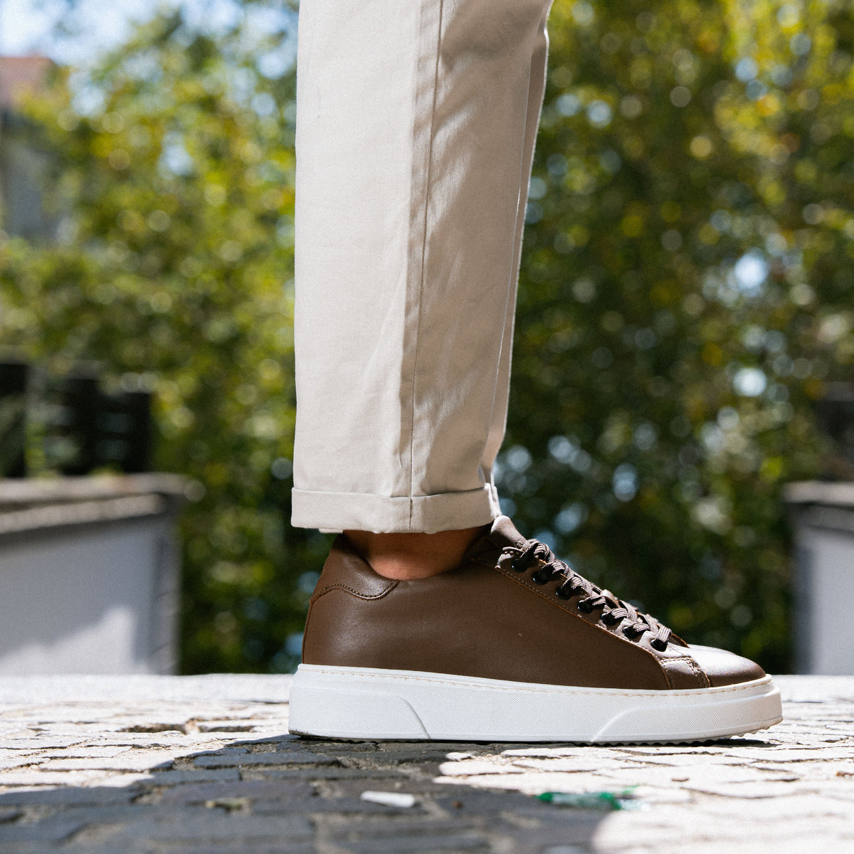 NICE SNEAKERS MARRONE PELLE