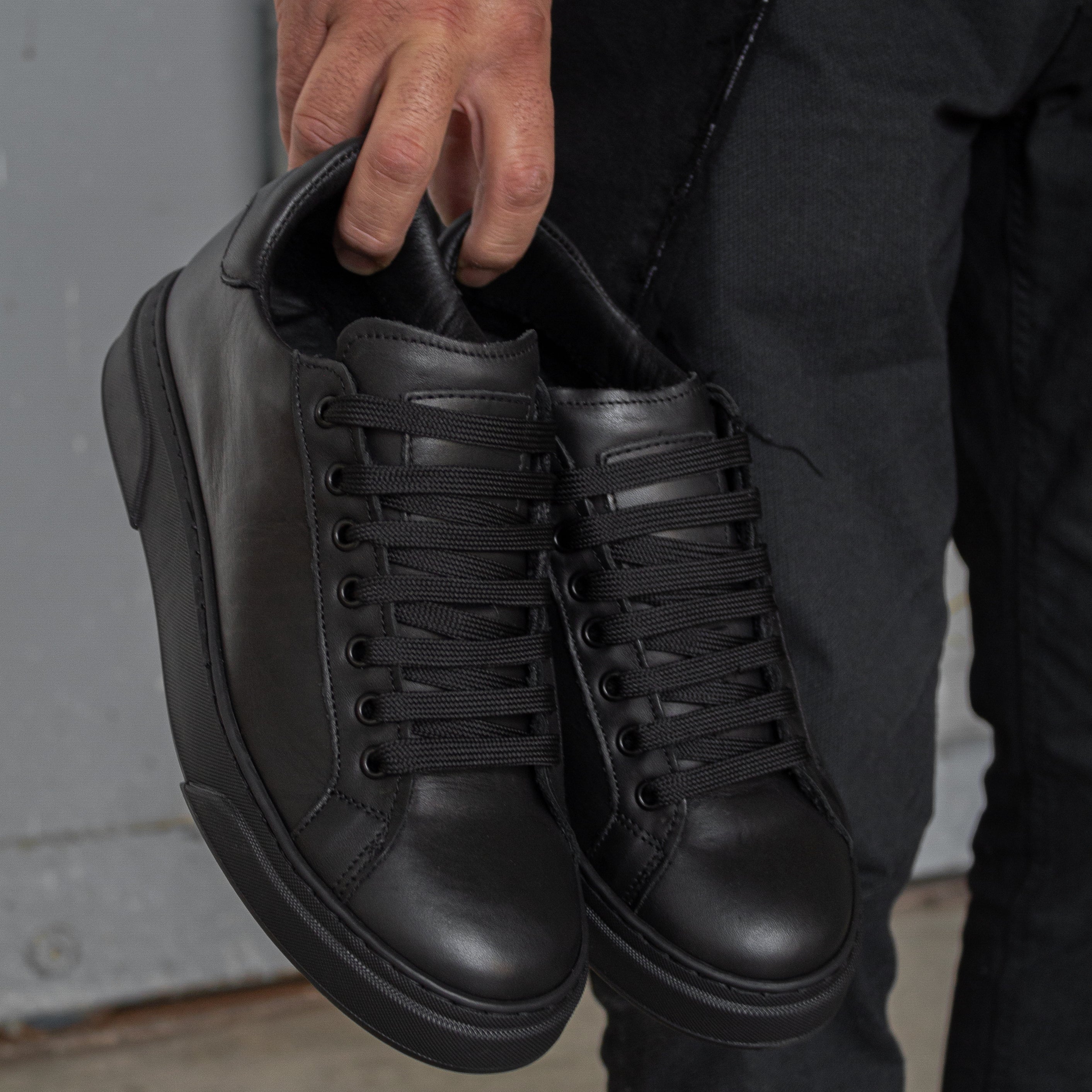 THE NICE SNEAKERS NOIR - PELLE MADE IN ITALY