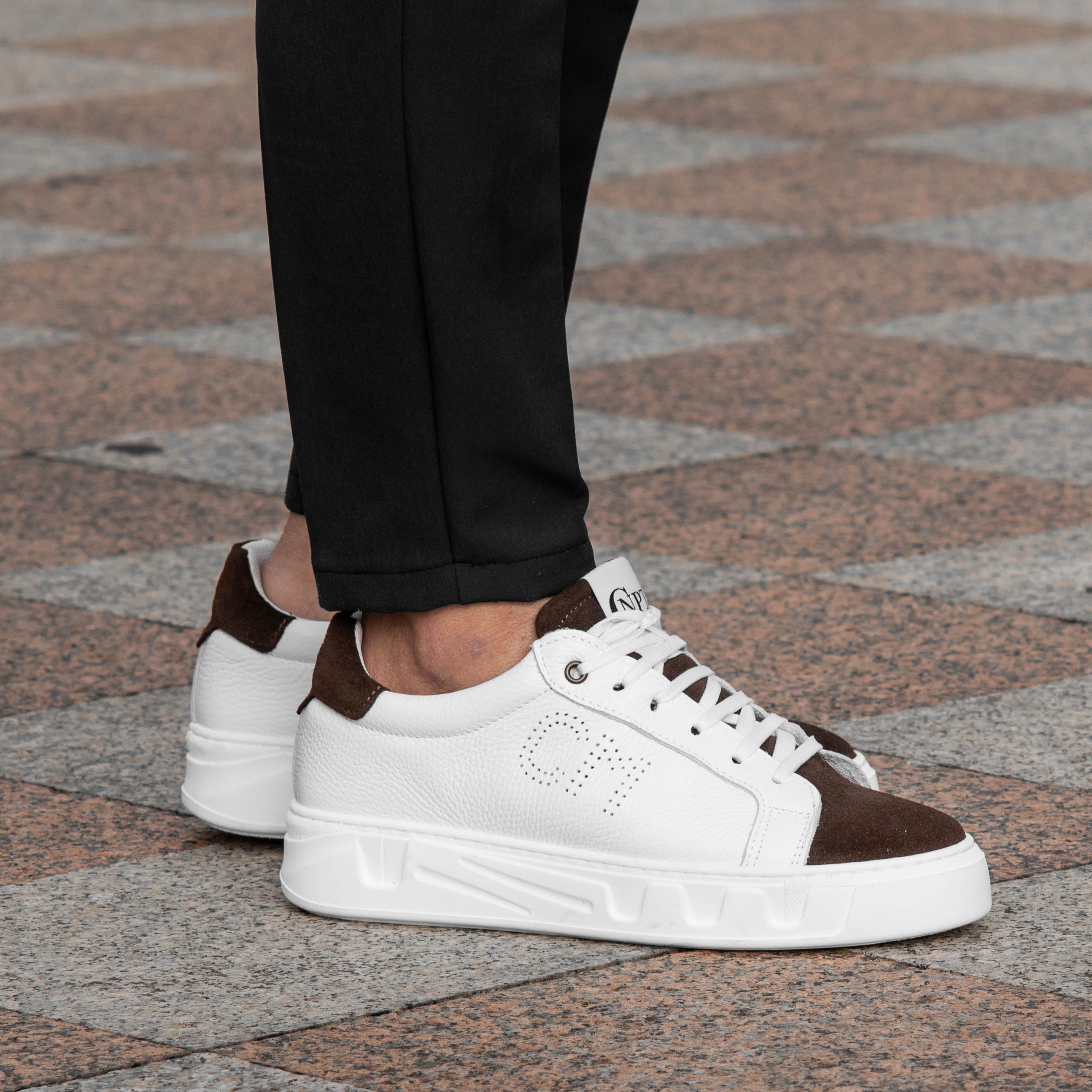 PASOL SNEAKERS WEISS/BRAUN - MADE IN ITALY