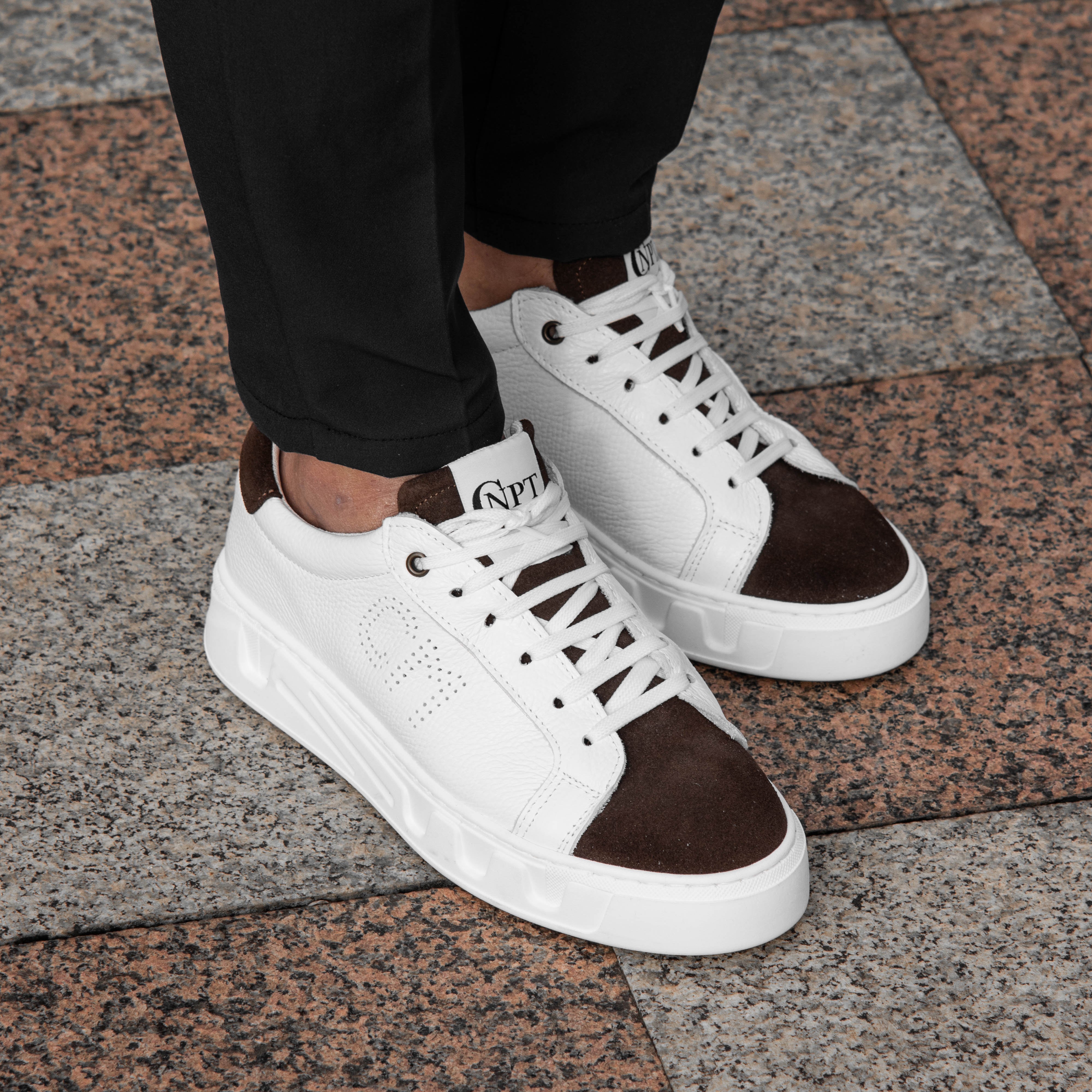 PASOL SNEAKERS WEISS/BRAUN - MADE IN ITALY