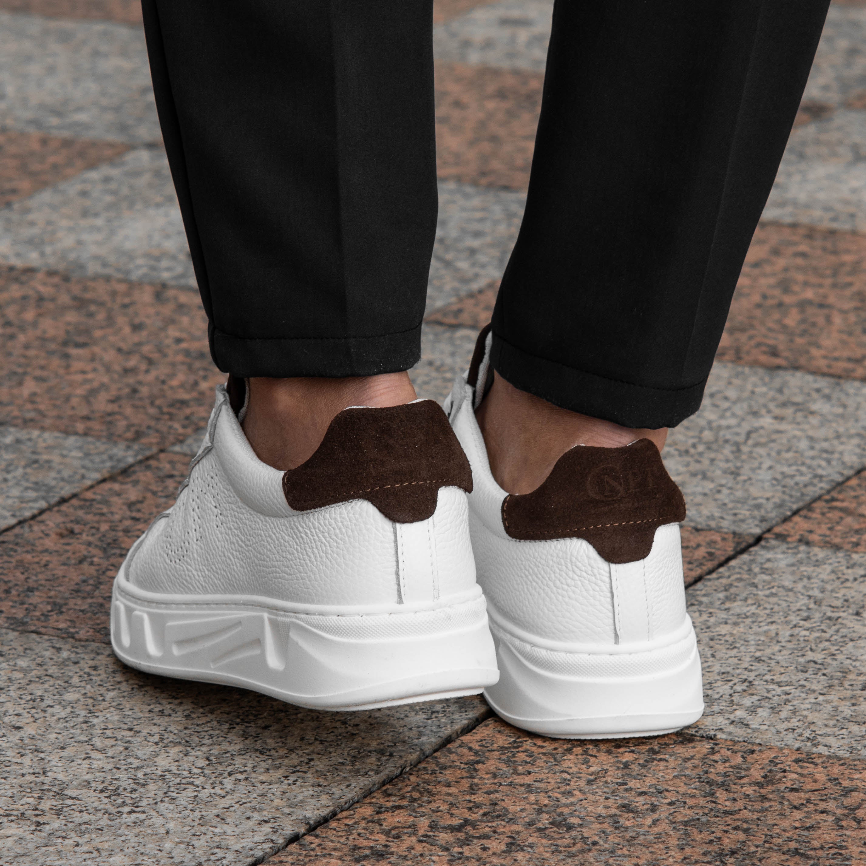 PASOL SNEAKERS WEISS/BRAUN - MADE IN ITALY