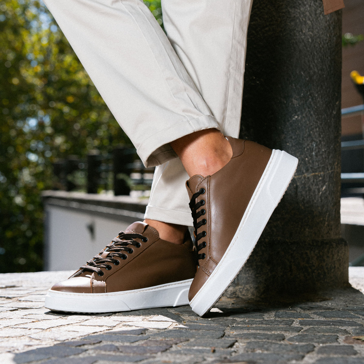NICE SNEAKERS MARRONE PELLE