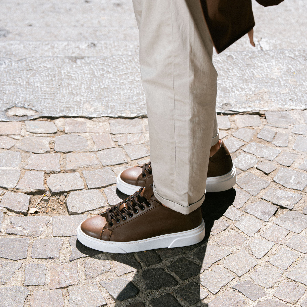 NICE SNEAKERS MARRONE PELLE