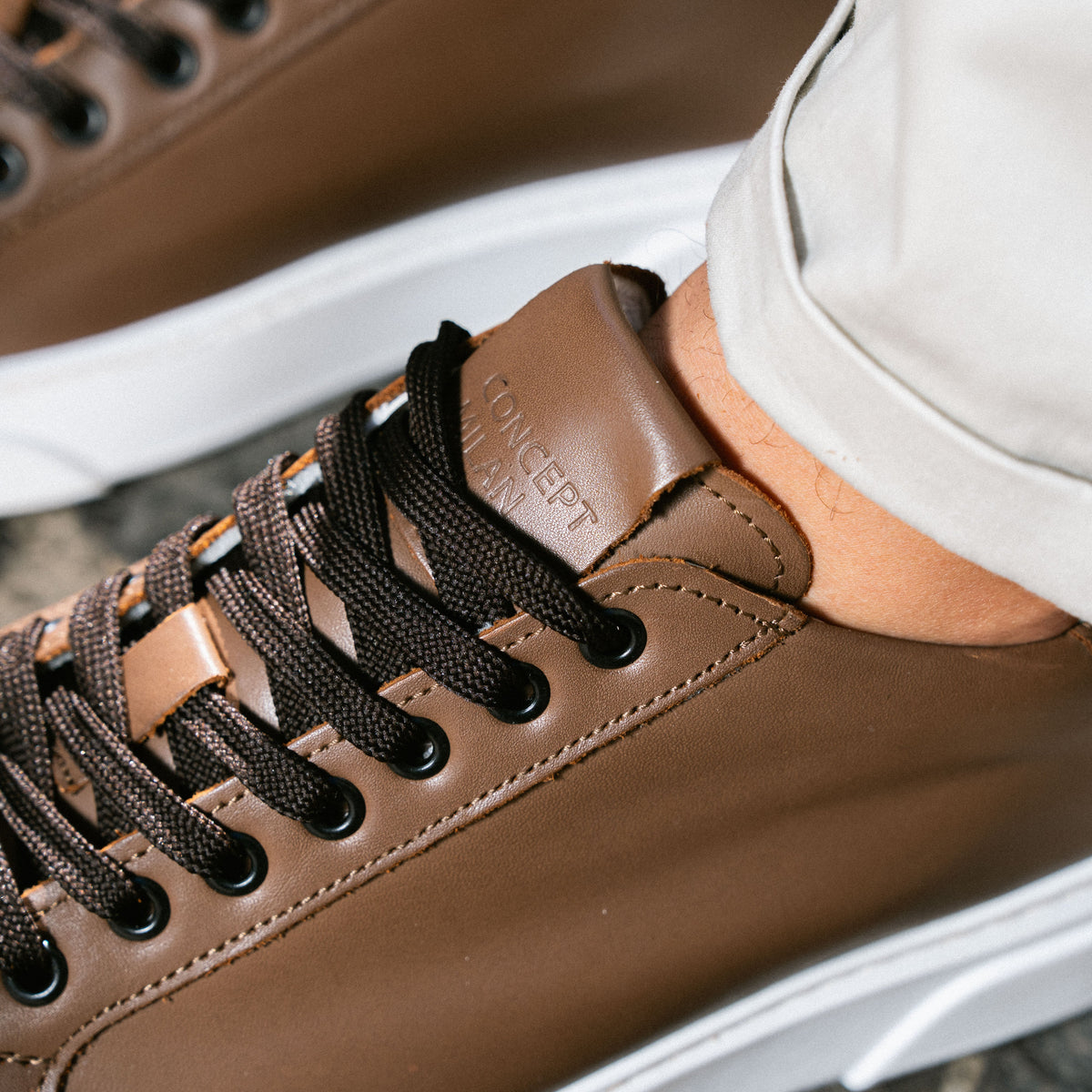 NICE SNEAKERS MARRONE PELLE